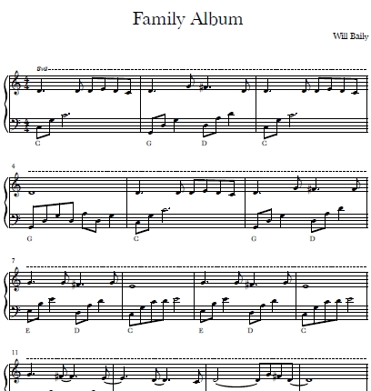 Family Album Sheet Music and Sound Files for Piano Students